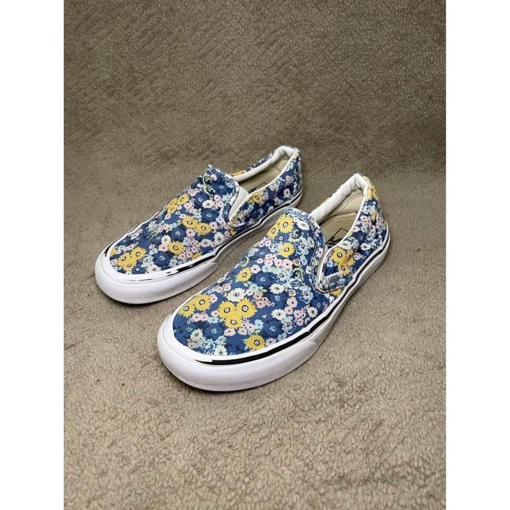 Vans Girls Sneakers Size 4.5 Blue Floral